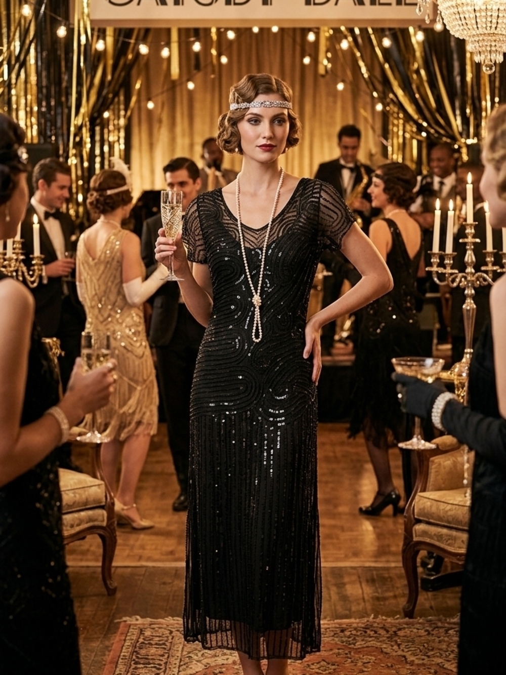 Hunza G Black Sequin Maxi Dress